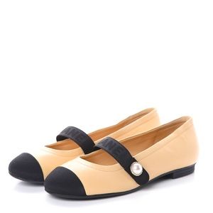 CHANEL Lambskin Pearl Ballerina Flats 41.5